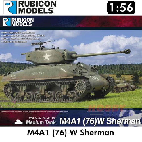 M4A1(76)W Sherman - LH Tank Plastic Model Kit 1:56 Rubicon Models 280087
