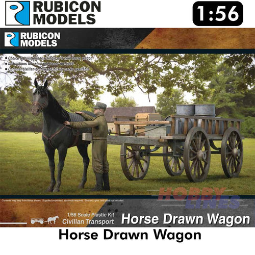 Horse Drawn Wagon Civilian Transport Plastic Kit 1:56 Rubicon Models 280090