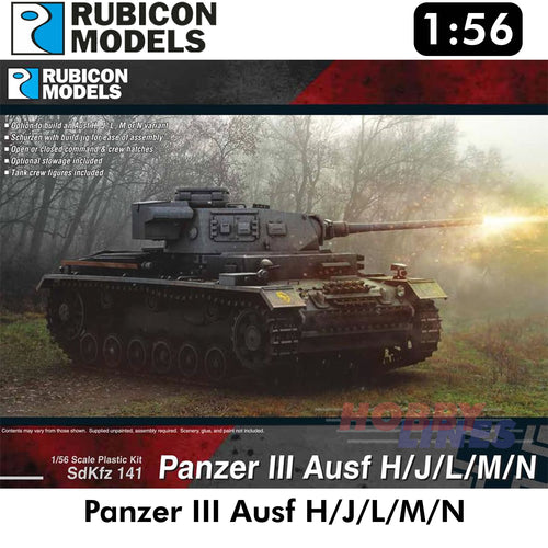 Panzer III Ausf H/J/L/M/N Tank Plastic Model Kit 1:56 Rubicon Models 280092