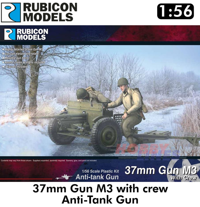 M3 37mm Anti-Tank Gun & Crew Kit US Infantry 1:56 Rubicon Models 280103
