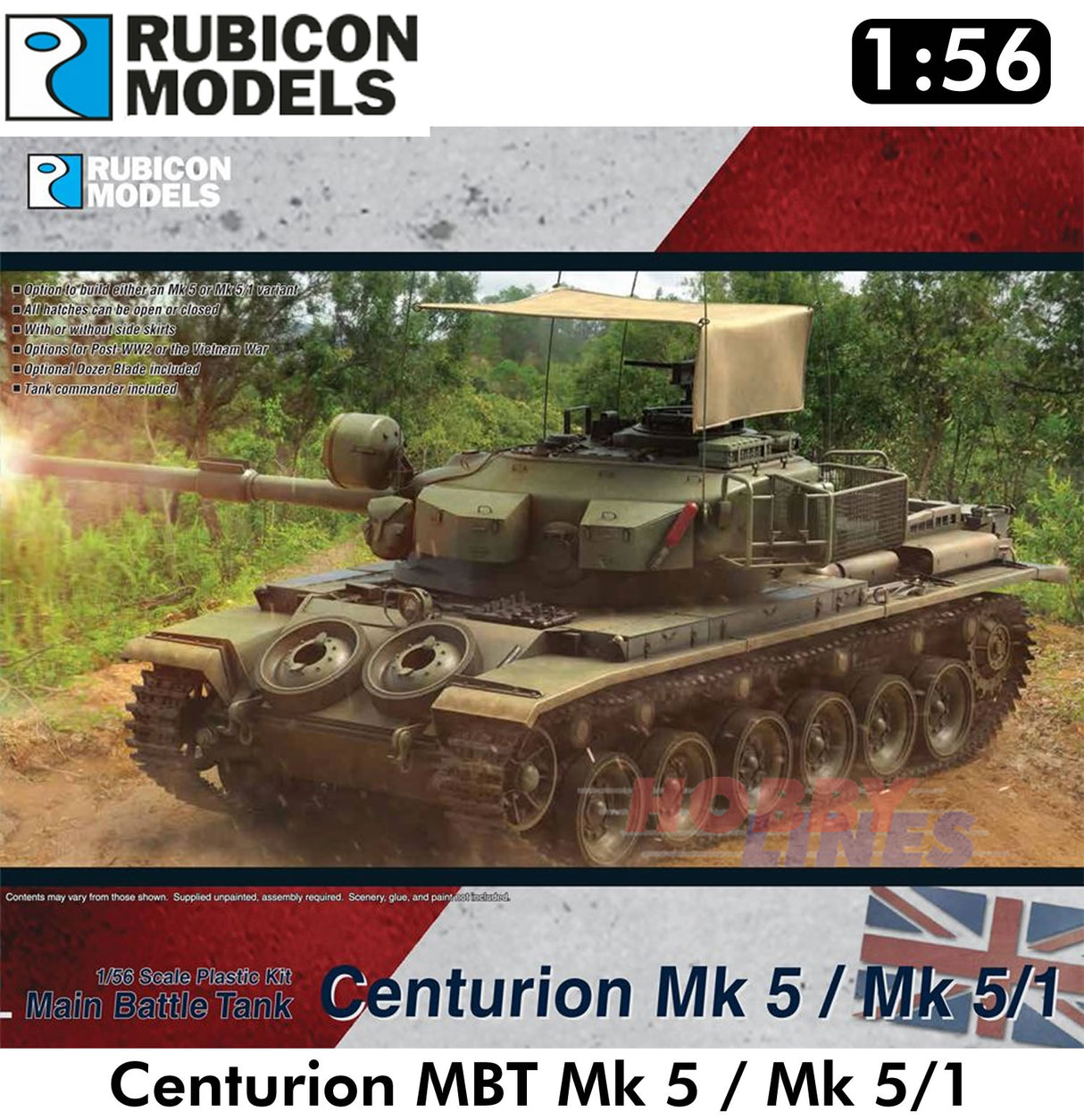 CENTURION MBT Mk 5/Mk 5/1 (FV4011) British Army Tank 1:56 Rubicon Models 280105