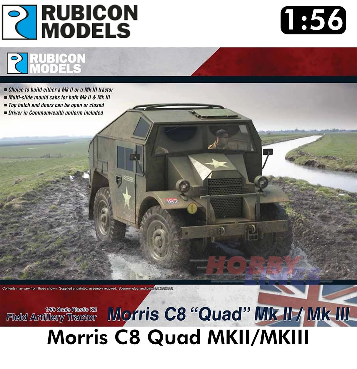 British Morris C8 FAT Quad MKII/MKIII Truck Model Kit 1:56 Rubicon Models 280114