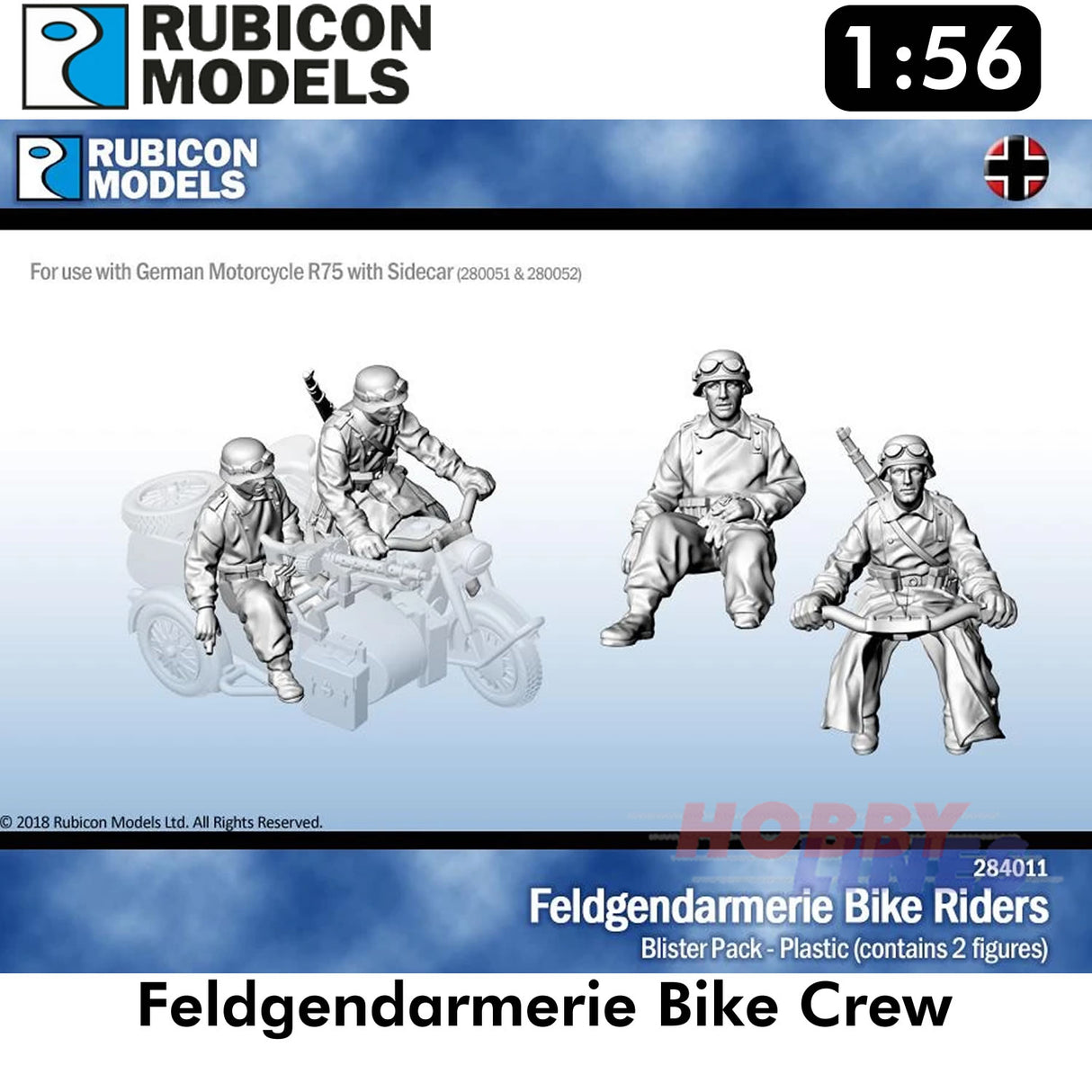 Feldgendarmerie Bike Crew Plastic Figures Model Kit 1:56 Rubicon Models 284011
