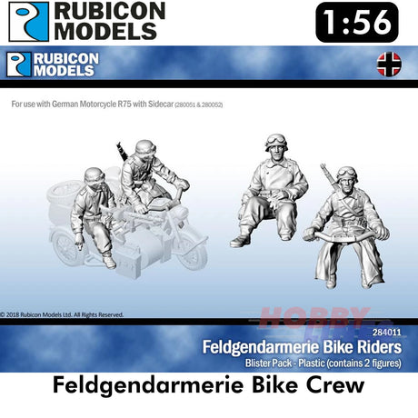 Feldgendarmerie Bike Crew Plastic Figures Model Kit 1:56 Rubicon Models 284011
