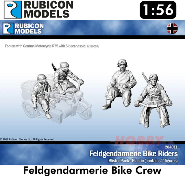 Feldgendarmerie Bike Crew Plastic Figures Model Kit 1:56 Rubicon Models 284011