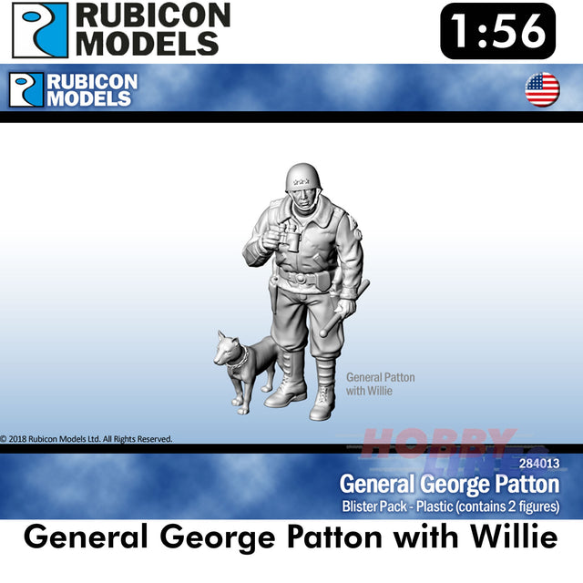 General George Patton with Willie Plastic FiguresKit 1:56 Rubicon Models 284013