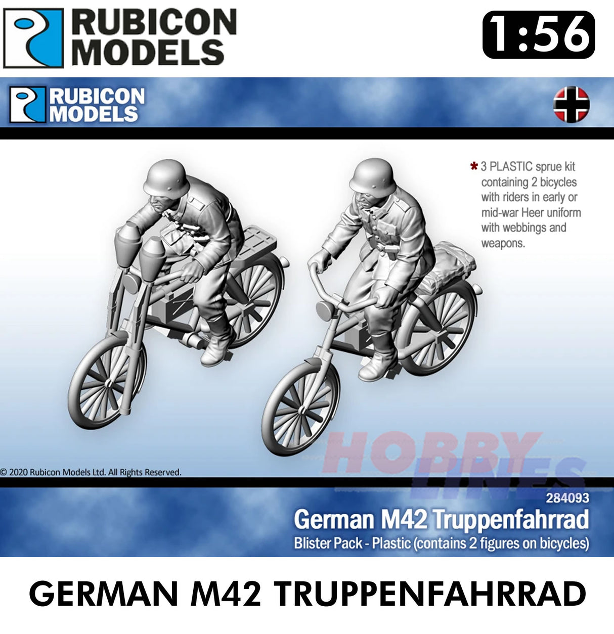 German M42 Truppenfahrrad Figures Military Bicycles 1:56 Rubicon Models 284093
