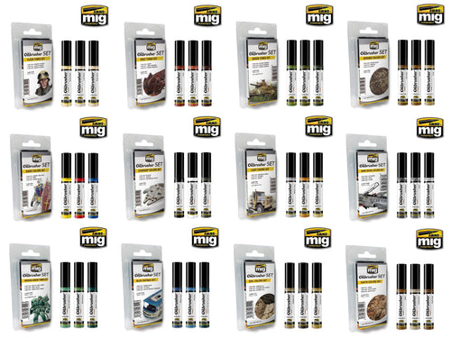 AMMO By Mig Jimenez Top Quality 3 Piece Oilbrusher Sets (Choose Your Set)