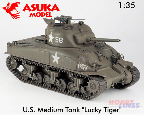 Asuka 1:35 U.S. MEDIUM TANK M4A1 Cast Cheek LUCK TIGER model WWII Tank kit 35035