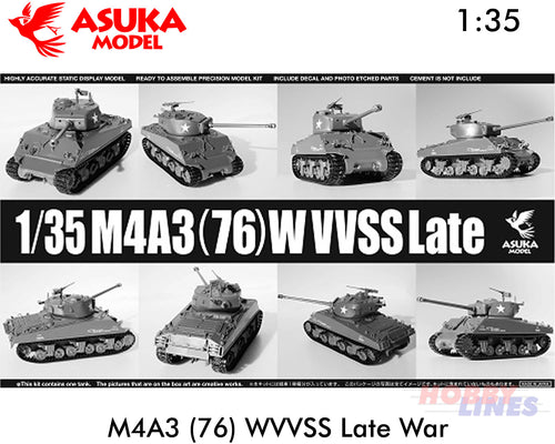 SHERMAN M4A3 (76) W VVSS Late War model WWII Tank kit 1:35 Tasca ASUKA 35043