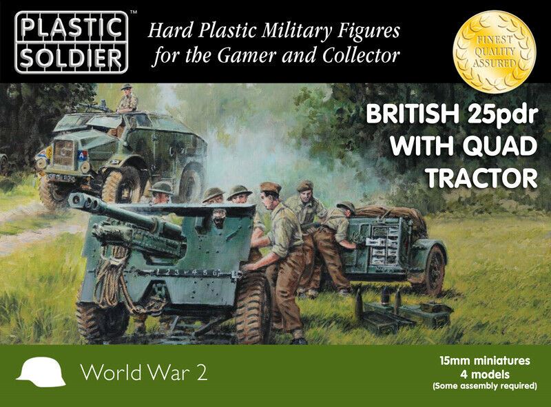 Plastic Soldier 15mm WW2G15005 British 25 PDR GUN & MORRIS QUAD TRACTOR WW2