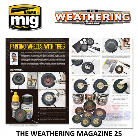 The Weathering Magazine 25 WHEELS, TRACKS & SURFACES Paperback Ammo Mig MIG4542