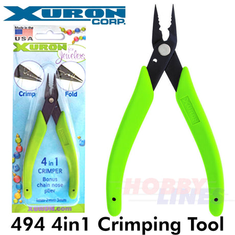 Xuron 494 FOUR IN ONE BEAD CRIMPING Folding Chain nose PLIER Made in the USA