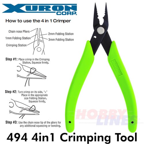 Xuron 494 FOUR IN ONE BEAD CRIMPING Folding Chain nose PLIER Made in the USA