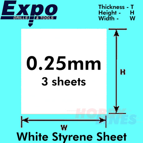 STYRENE SHEET Range 0.25-2.00mm 228x330mm A4 polystyrene plastic ABS Expo Tools