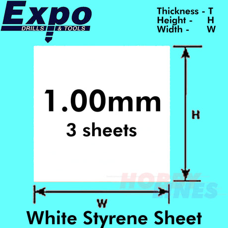 STYRENE SHEET Range 0.25-2.00mm 228x330mm A4 polystyrene plastic ABS Expo Tools