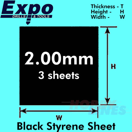 STYRENE SHEET BLACK 0.50-2.00mm 228x330mm A4 polystyrene plastic ABS Expo Tools