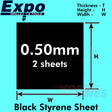 STYRENE SHEET BLACK 0.50-2.00mm 457x330mm A3 polystyrene plastic ABS Expo Tools