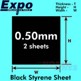STYRENE SHEET BLACK 0.50-2.00mm 457x330mm A3 polystyrene plastic ABS Expo Tools