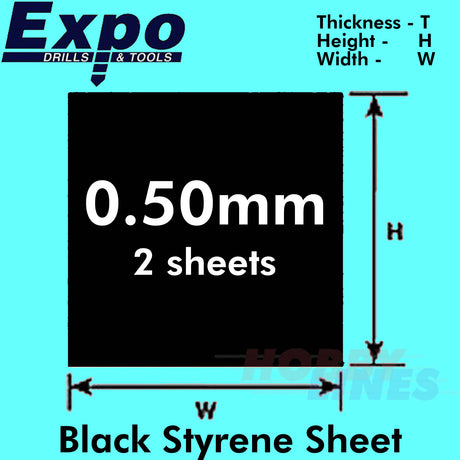 STYRENE SHEET BLACK 0.50-2.00mm 457x330mm A3 polystyrene plastic ABS Expo Tools