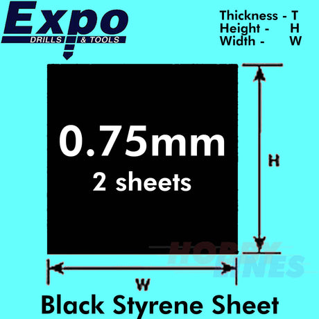 STYRENE SHEET BLACK 0.50-2.00mm 457x330mm A3 polystyrene plastic ABS Expo Tools
