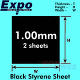 STYRENE SHEET BLACK 0.50-2.00mm 457x330mm A3 polystyrene plastic ABS Expo Tools