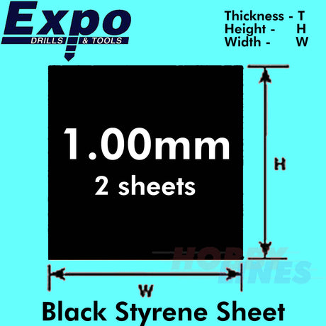 STYRENE SHEET BLACK 0.50-2.00mm 457x330mm A3 polystyrene plastic ABS Expo Tools