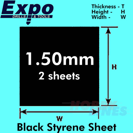 STYRENE SHEET BLACK 0.50-2.00mm 457x330mm A3 polystyrene plastic ABS Expo Tools