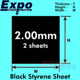 STYRENE SHEET BLACK 0.50-2.00mm 457x330mm A3 polystyrene plastic ABS Expo Tools