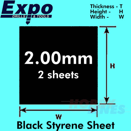STYRENE SHEET BLACK 0.50-2.00mm 457x330mm A3 polystyrene plastic ABS Expo Tools