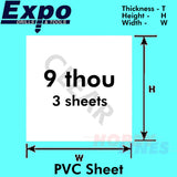 CLEAR PVC SHEET 0.22-0.42mm(9-17 Thou) 228 x 330mm pack 3 A4 plastic Expo Tools