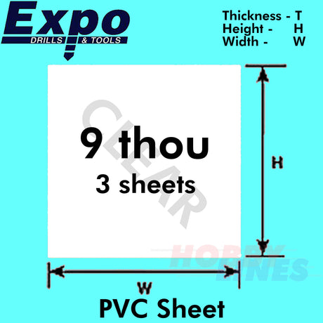 CLEAR PVC SHEET 0.22-0.42mm(9-17 Thou) 228 x 330mm pack 3 A4 plastic Expo Tools
