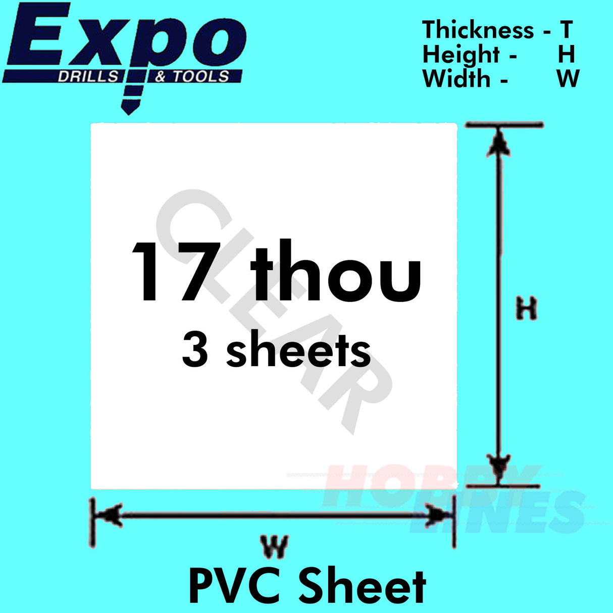 CLEAR PVC SHEET 0.22-0.42mm(9-17 Thou) 228 x 330mm pack 3 A4 plastic Expo Tools