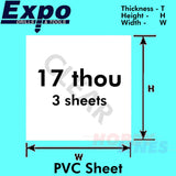 CLEAR PVC SHEET 0.22-0.42mm(9-17 Thou) 228 x 330mm pack 3 A4 plastic Expo Tools