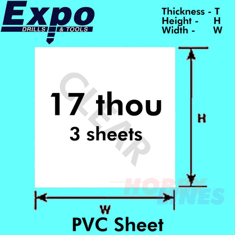 CLEAR PVC SHEET 0.22-0.42mm(9-17 Thou) 228 x 330mm pack 3 A4 plastic Expo Tools