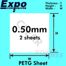 Load image into Gallery viewer, SUPER CLEAR PETG 0.50-2.00mm 457x330mm A3 pack 2 sheets PET-G plastic Expo Tools
