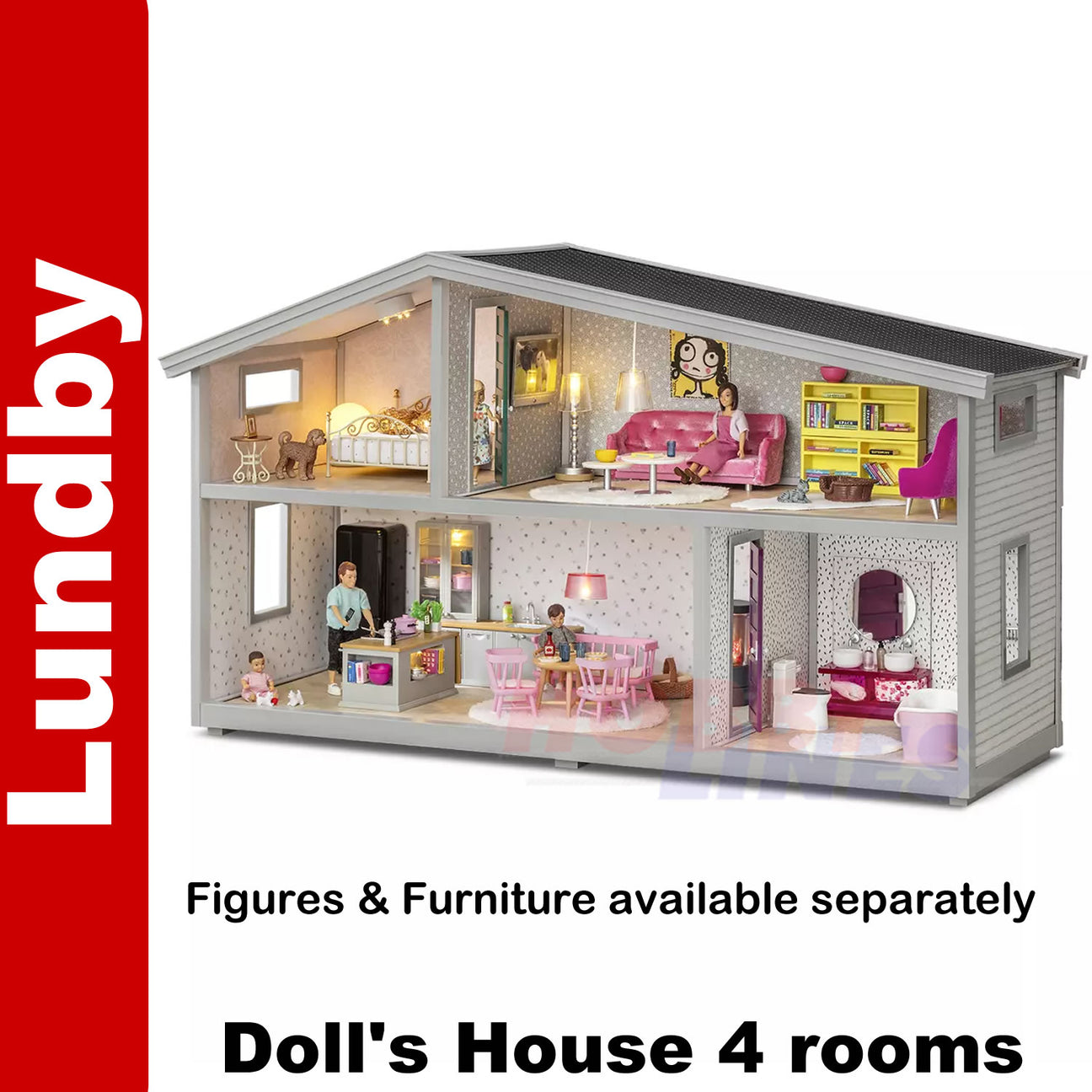Lundby Life Doll's House - 4 Rooms - 1:18th Scale | Lundby | 60-1021-00