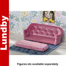 Load image into Gallery viewer, LIVING ROOM SET Sofa Tables Rug Painting Dolls House 1:18th scale LUNDBY Sweden
