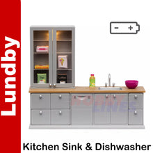 Load image into Gallery viewer, KITCHEN SINK UNIT &amp; DISHWASHER set Doll&#39;s House 1:18th scale LUNDBY Sweden
