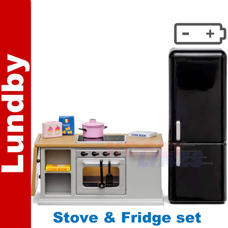 LUNDBY STOVE & FRIDGE SET Doll's House 1:18th scale LUNDBY Sweden 60-2018-00