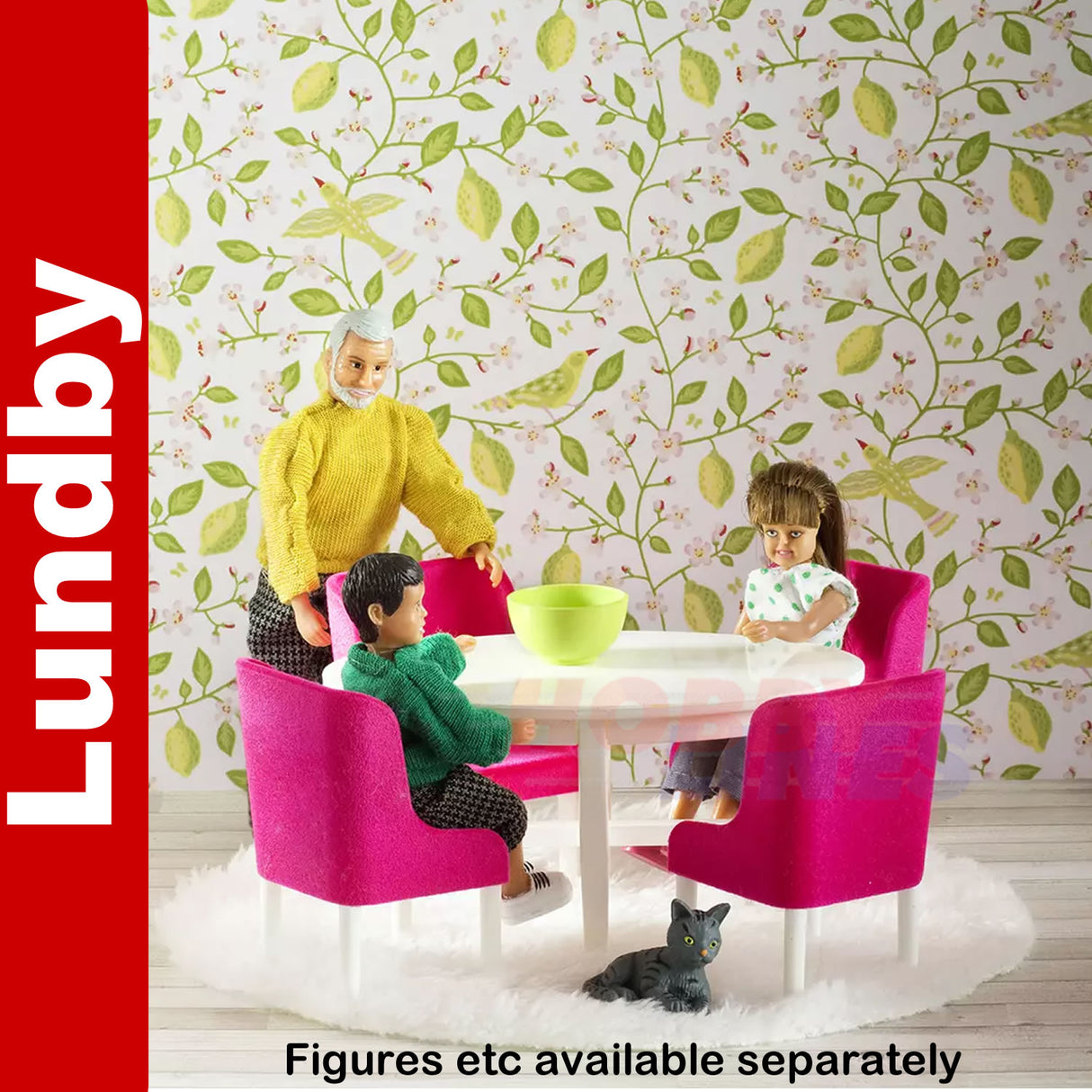 DINING ROOM SET Dining Table & Chairs Dolls House 1:18th scale LUNDBY Sweden