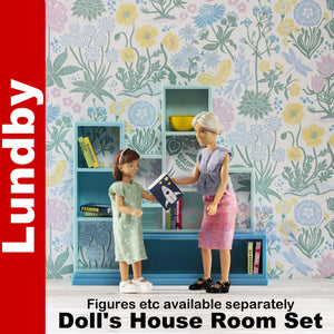 BOOKSHELF SET books ornaments shelves Doll's House 1:18th scale LUNDBY Sweden