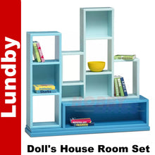 Load image into Gallery viewer, BOOKSHELF SET books ornaments shelves Doll&#39;s House 1:18th scale LUNDBY Sweden
