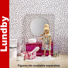 Load image into Gallery viewer, BATHROOM SUITE SET Basin Mirror Toilet Dolls House 1:18th scale LUNDBY Sweden
