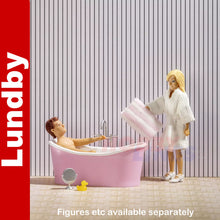 Load image into Gallery viewer, BATH SET Bathtub robe mirror rubber duck Dolls House 1:18th scale LUNDBY Sweden
