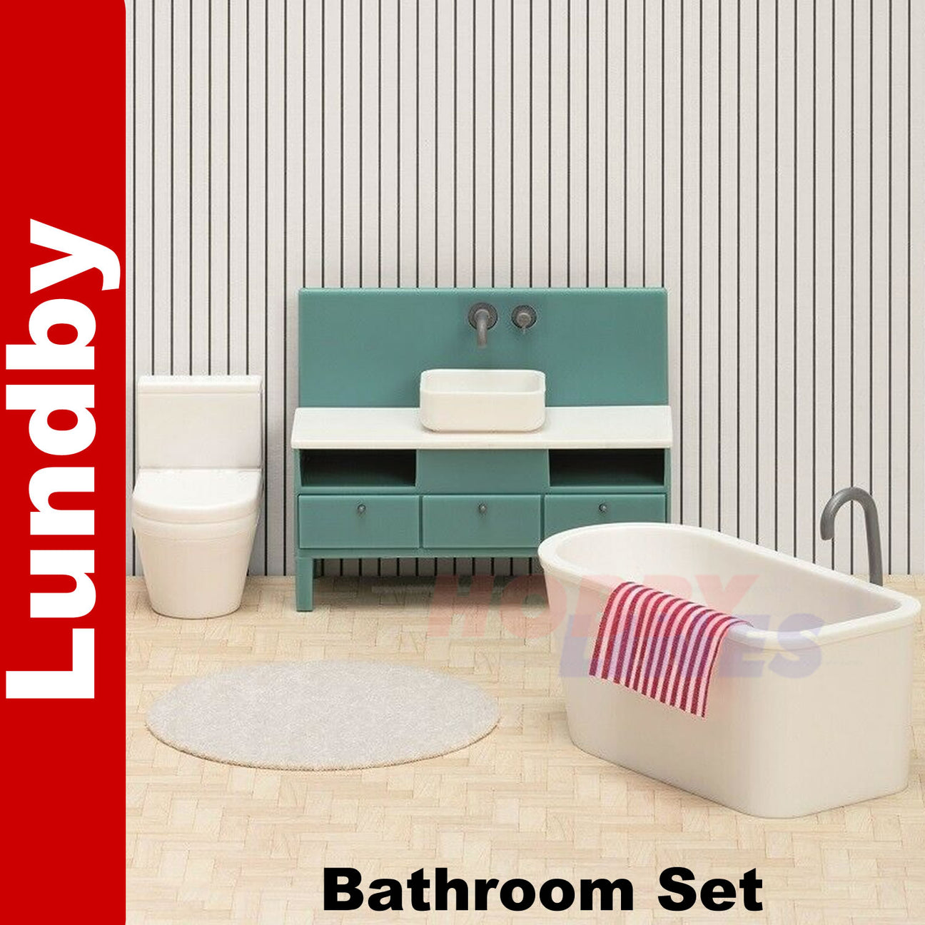 Basic BATHROOM  SET Doll's House 1:18th scale LUNDBY Sweden 60-3068-00