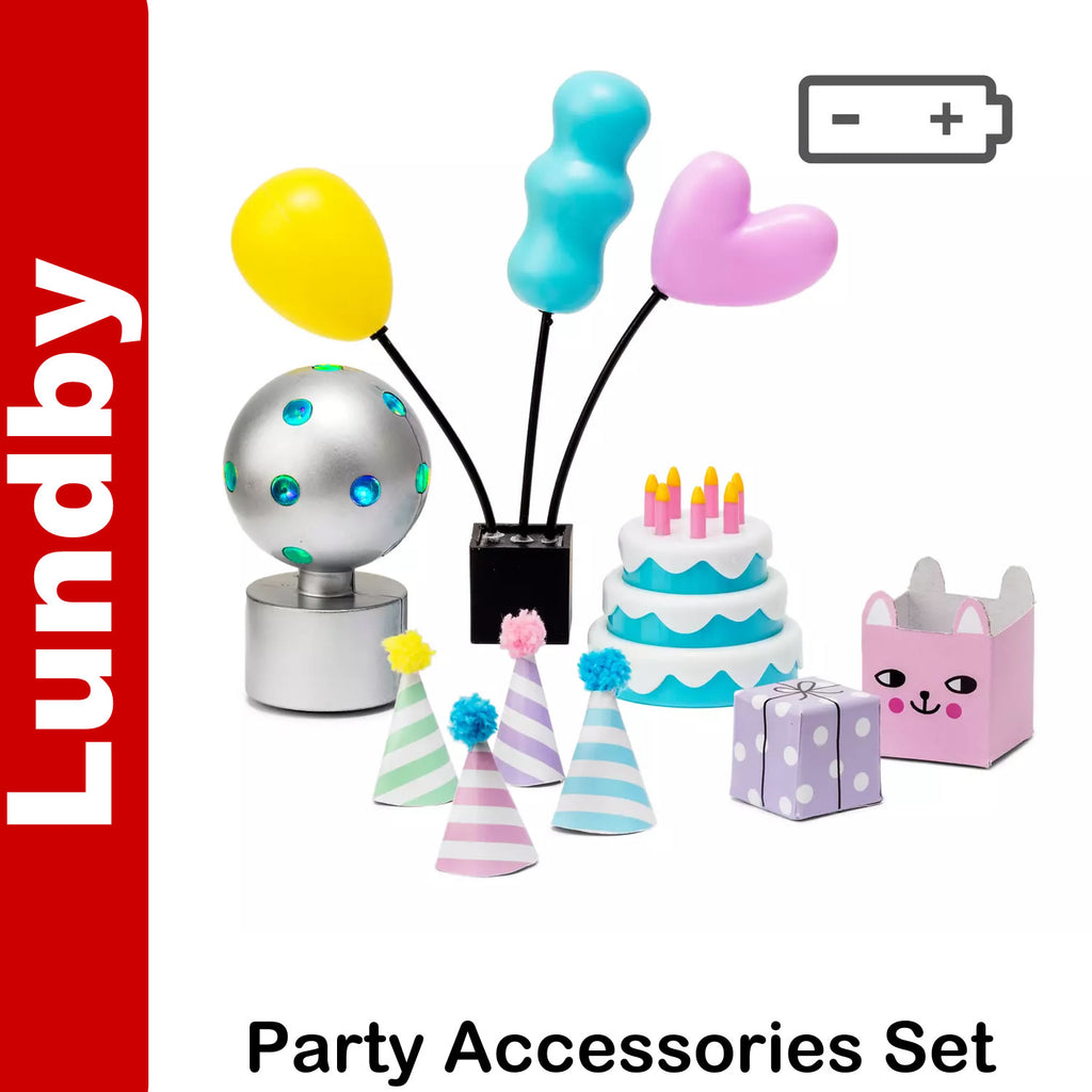 PARTY ACCESSORY SET light up Doll's House 1:18th scale LUNDBY Sweden