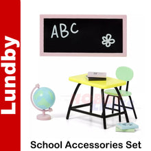Load image into Gallery viewer, SCHOOL ACCESSORY SET Desk Chair etc Doll&#39;s House 1:18th scale LUNDBY Sweden
