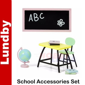 SCHOOL ACCESSORY SET Desk Chair etc Doll's House 1:18th scale LUNDBY Sweden