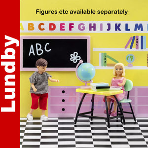 SCHOOL ACCESSORY SET Desk Chair etc Doll's House 1:18th scale LUNDBY Sweden